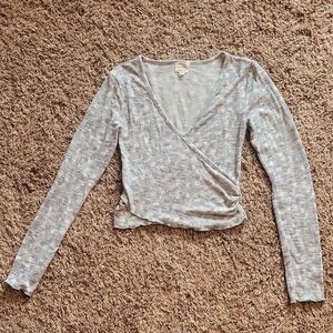 Pink Rose Light Gray Long Sleeve Top